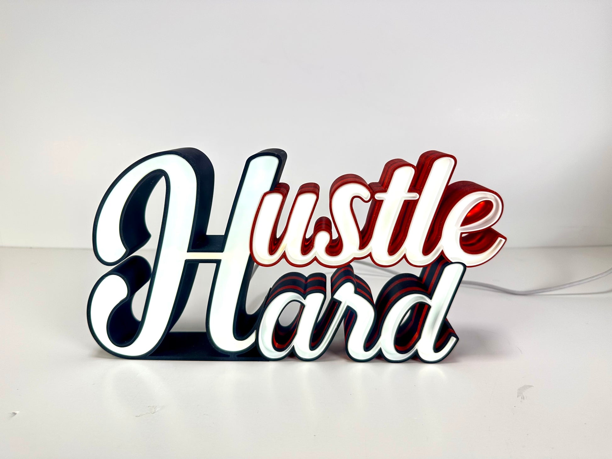 Small hustle hard led sign