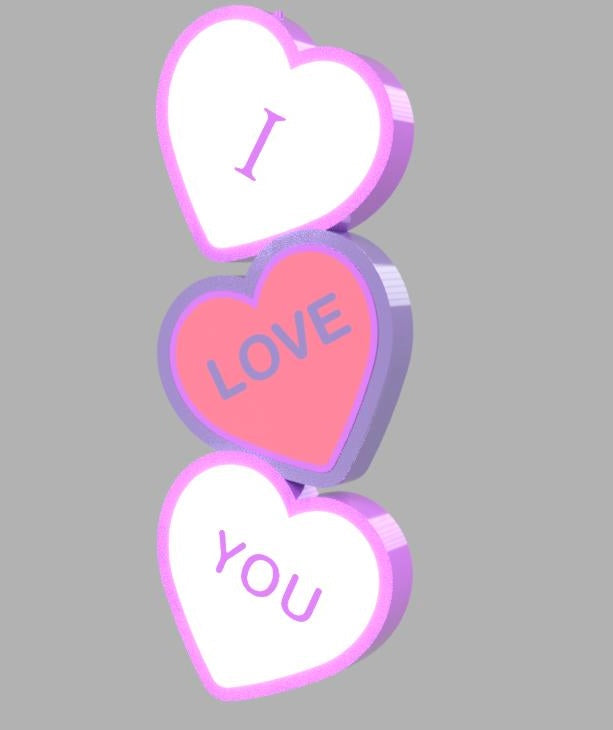 3D-rendered I Love You LED Heart Sign with customizable colors for Valentine's Day.