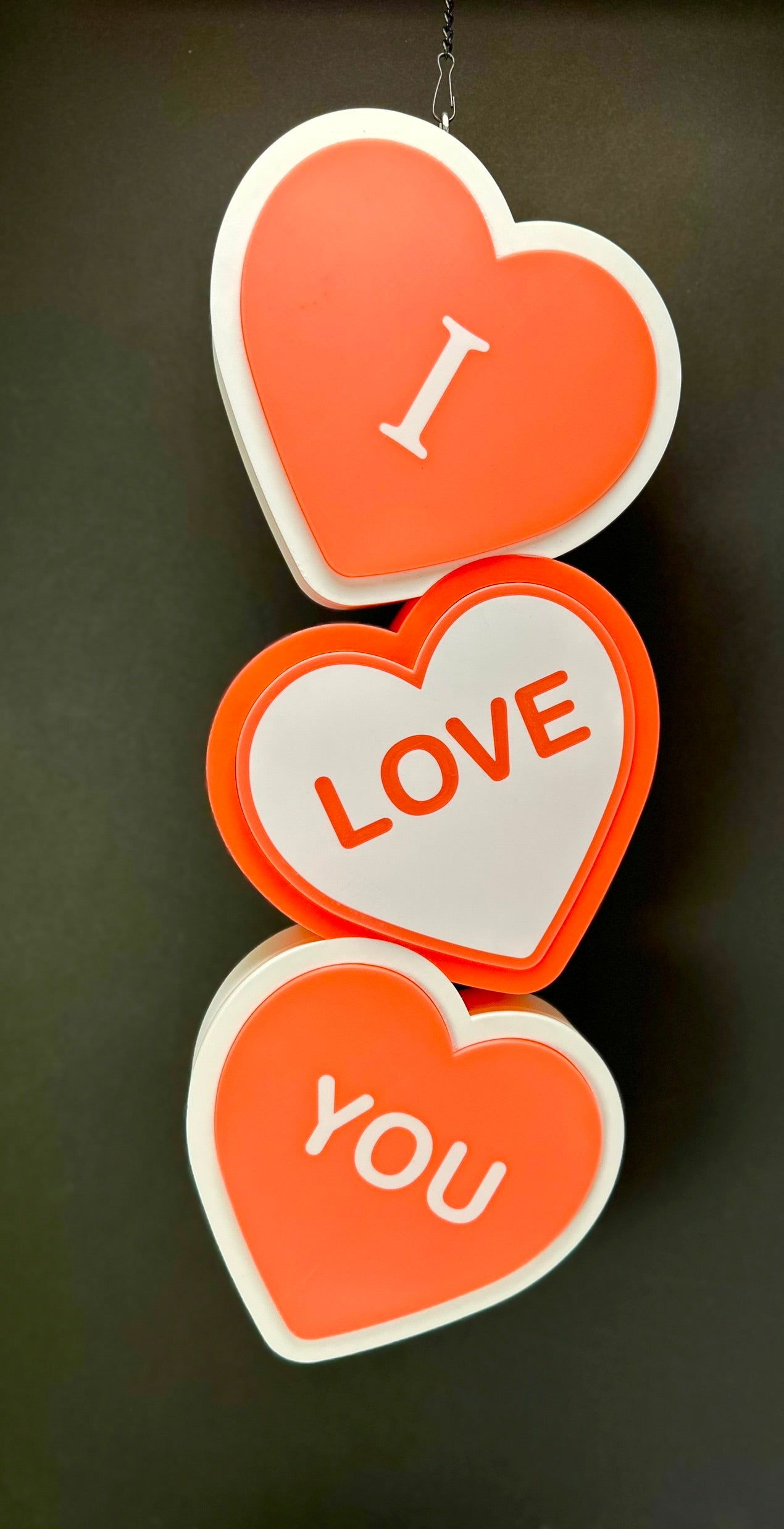 I Love You LED Heart Sign - 3D-printed, USB-powered, Valentine's Day decor.