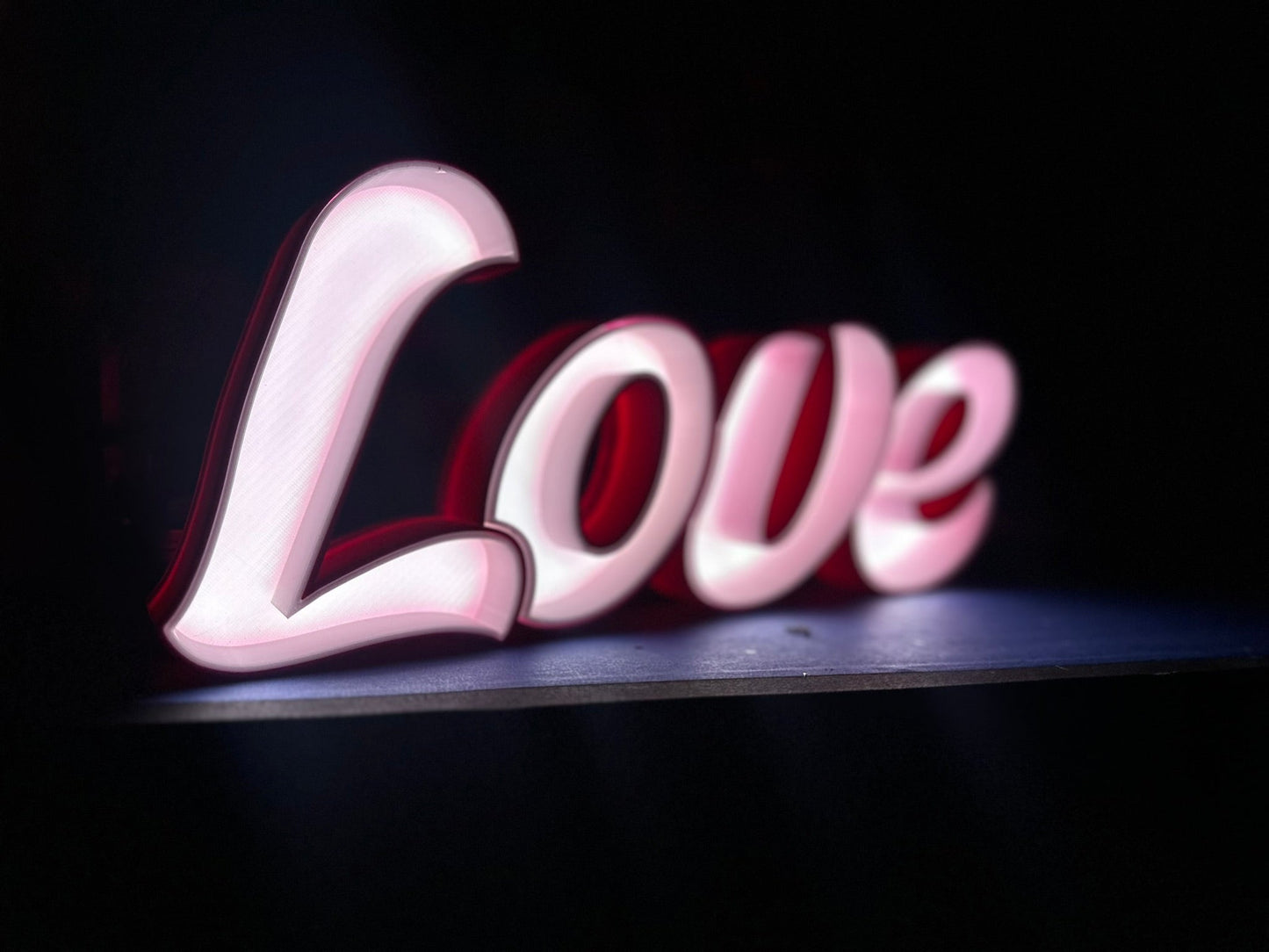 Love dimmable led sign / Love sign décor / love sign self standing / 3d printed love sign - Rude Grain