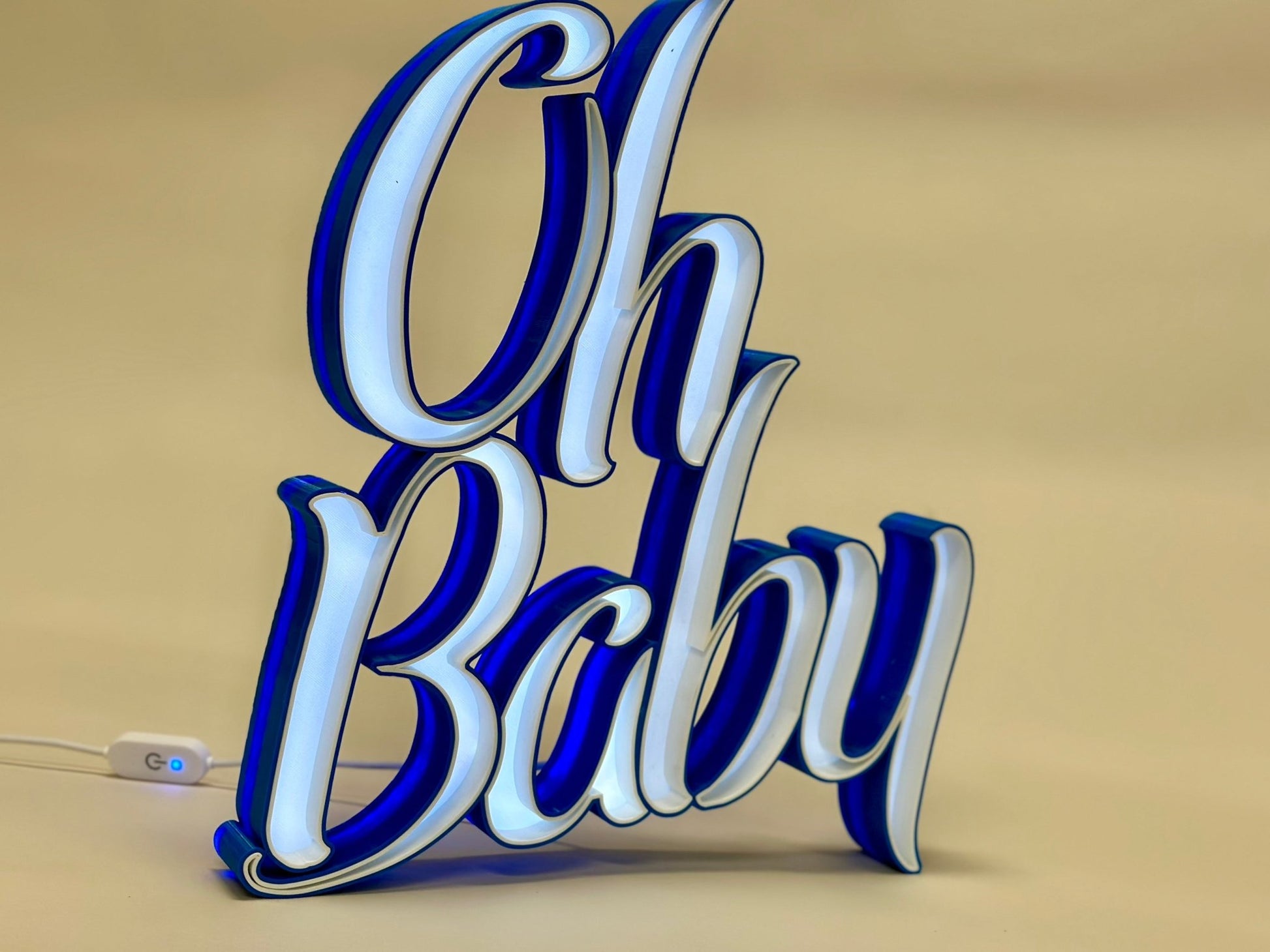 “Oh Baby” 3D Printed Led Decor - Rude Grain3d Printed led Lit Sign