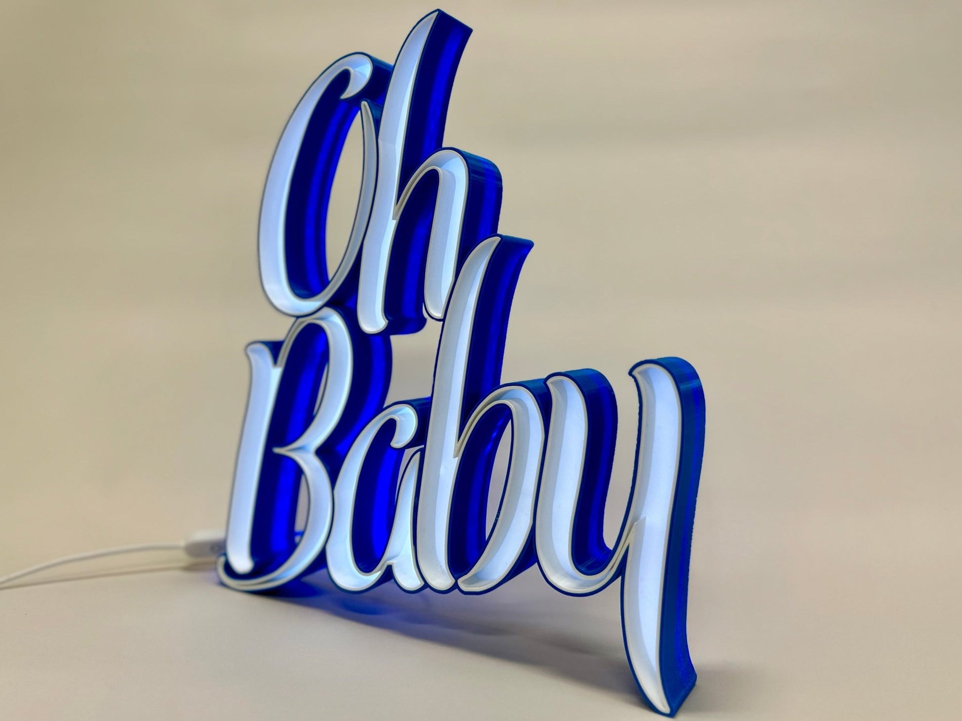 “Oh Baby” 3D Printed Led Decor - Rude Grain3d Printed led Lit Sign