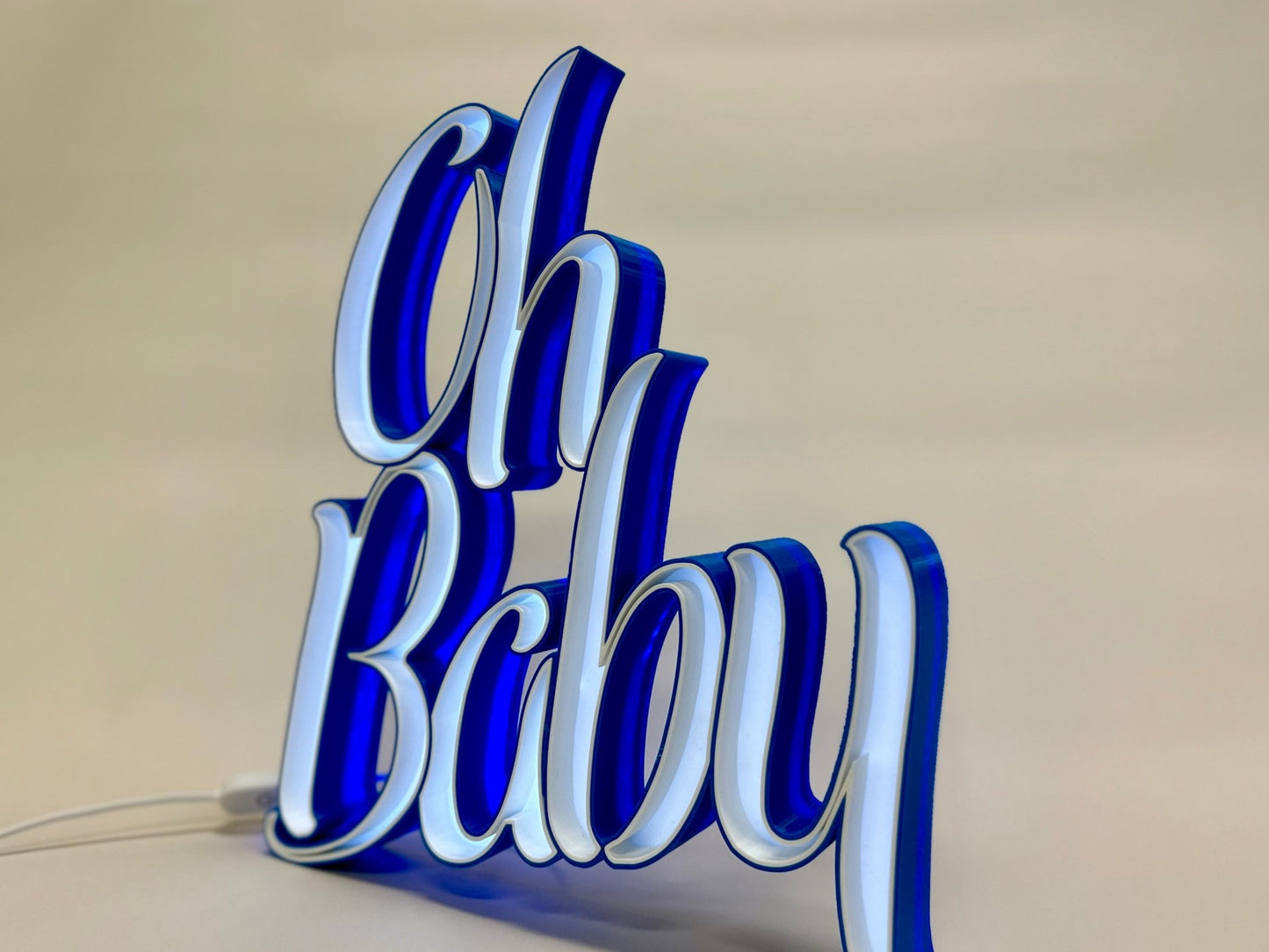 “Oh Baby” 3D Printed Led Decor - Rude Grain3d Printed led Lit Sign