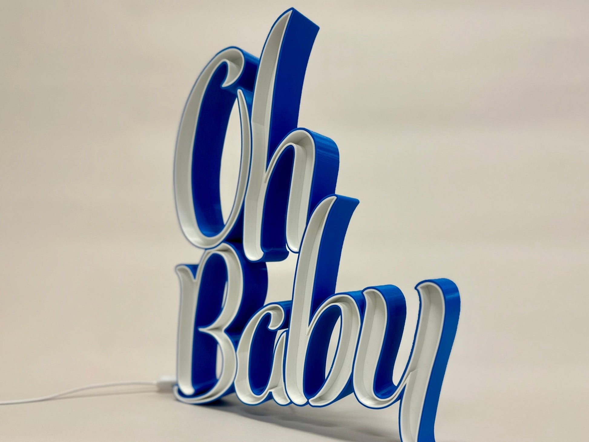 “Oh Baby” 3D Printed Led Decor - Rude Grain3d Printed led Lit Sign