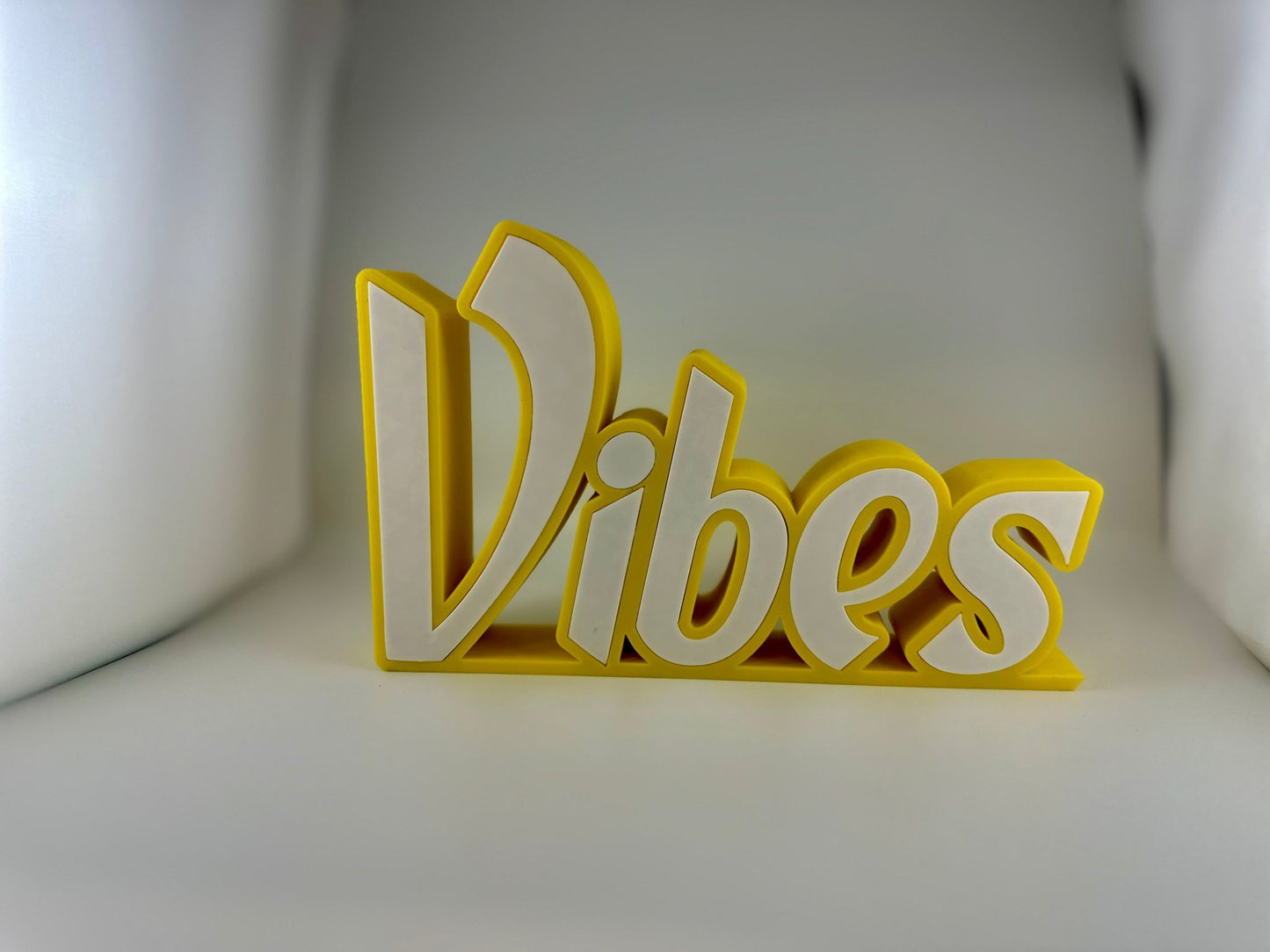 "Vibes" LED Sign - 3D Printed, Customizable Colors, Remote Controlled, 5V USB Powered Room Décor - RudeGrain3d Printed led Lit Sign
