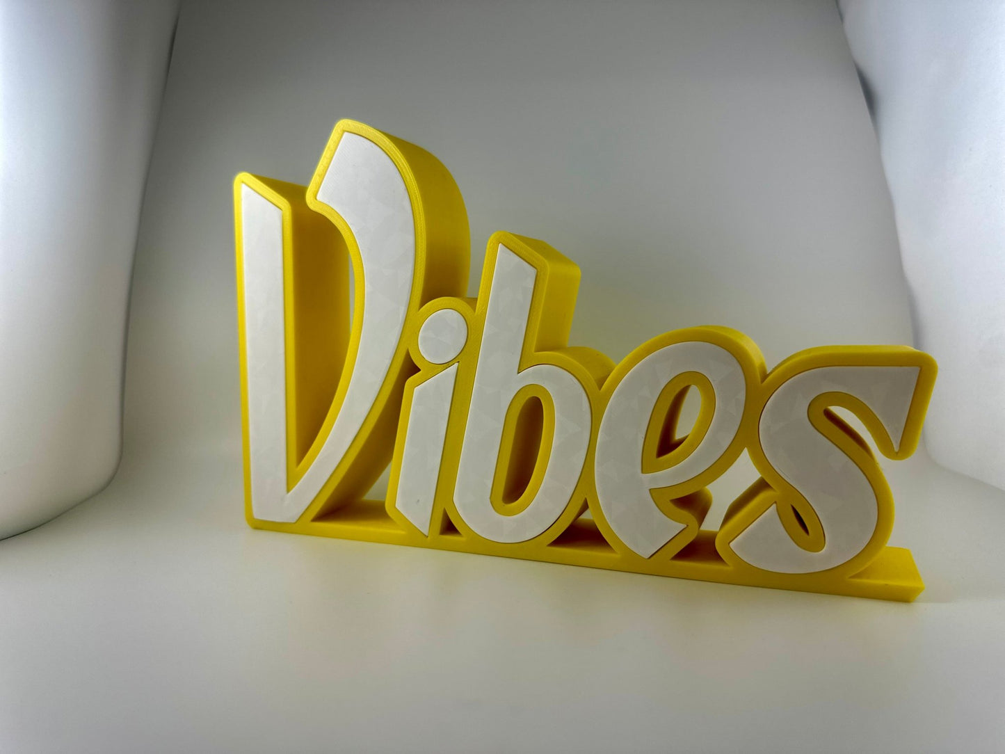 "Vibes" LED Sign - 3D Printed, Customizable Colors, Remote Controlled, 5V USB Powered Room Décor - RudeGrain3d Printed led Lit Sign