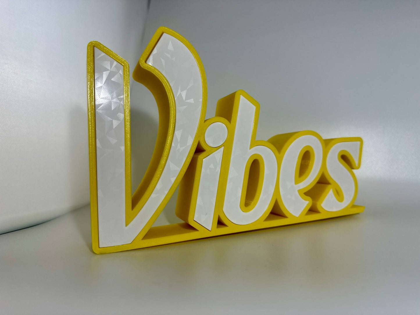 "Vibes" LED Sign - 3D Printed, Customizable Colors, Remote Controlled, 5V USB Powered Room Décor - RudeGrain3d Printed led Lit Sign