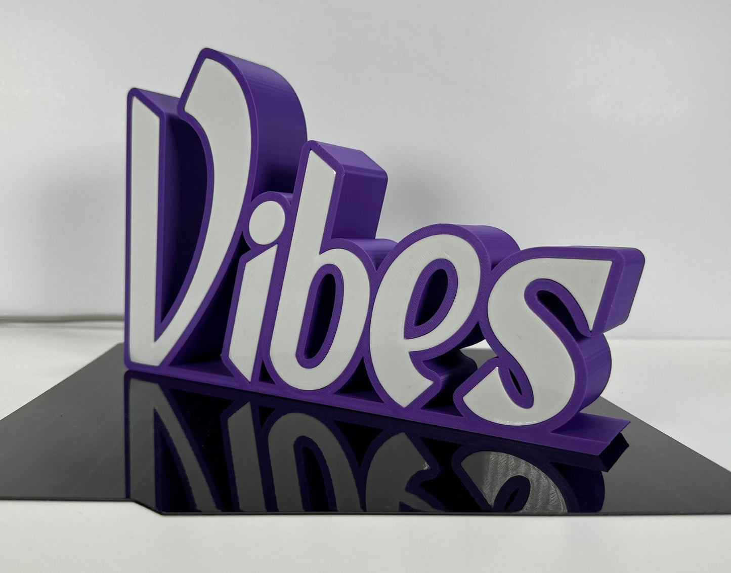"Vibes" LED Sign - 3D Printed, Customizable Colors, Remote Controlled, 5V USB Powered Room Décor - RudeGrain3d Printed led Lit Sign