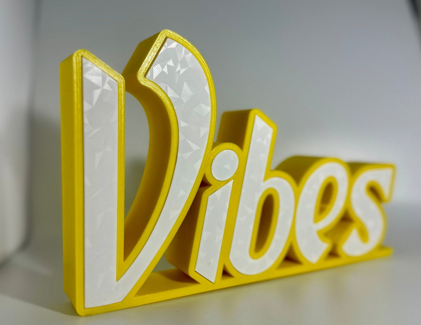"Vibes" LED Sign - 3D Printed, Customizable Colors, Remote Controlled, 5V USB Powered Room Décor - RudeGrain3d Printed led Lit Sign