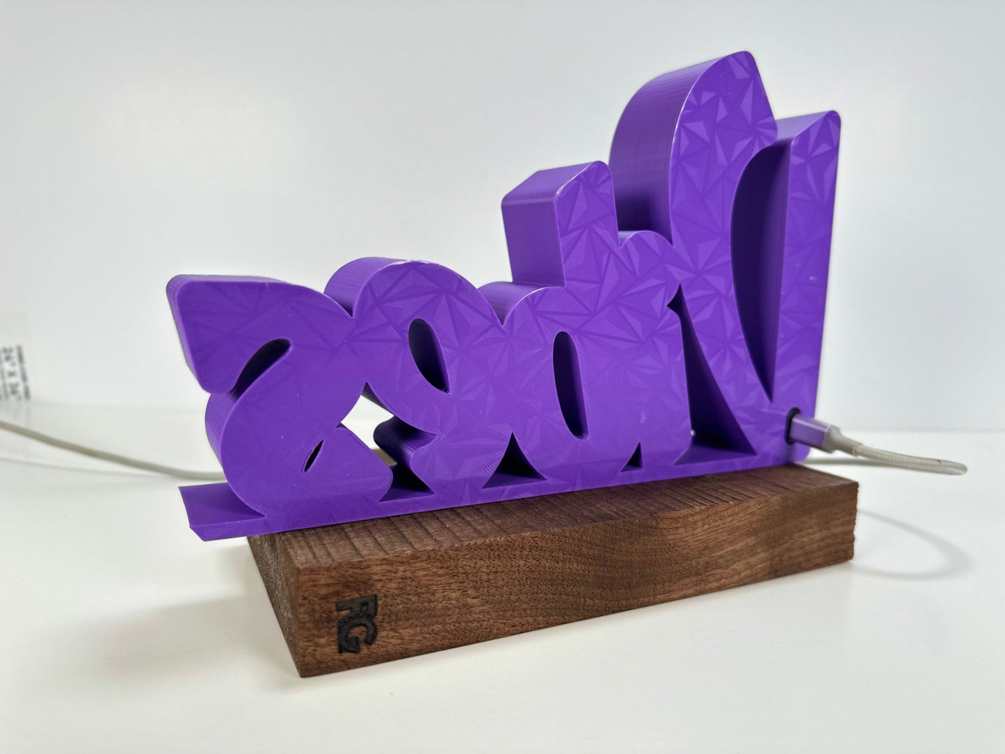 "Vibes" LED Sign - 3D Printed, Customizable Colors, Remote Controlled, 5V USB Powered Room Décor - RudeGrain3d Printed led Lit Sign