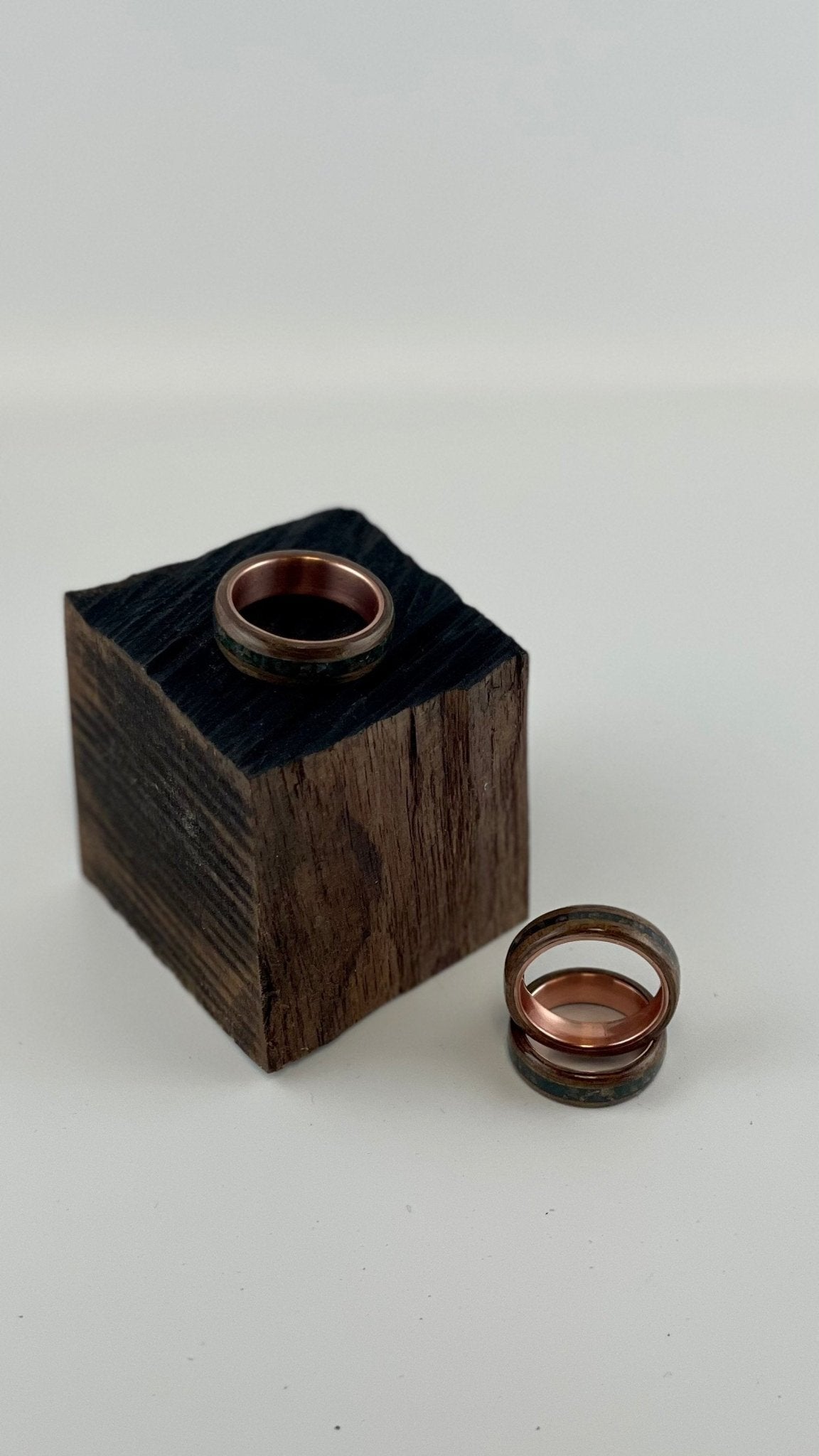 Walnut Burl BentWood ring. Copper core walnut ring. Burl walnut ring. Birthstone ring. Bloodstone ring. - Rude Grain