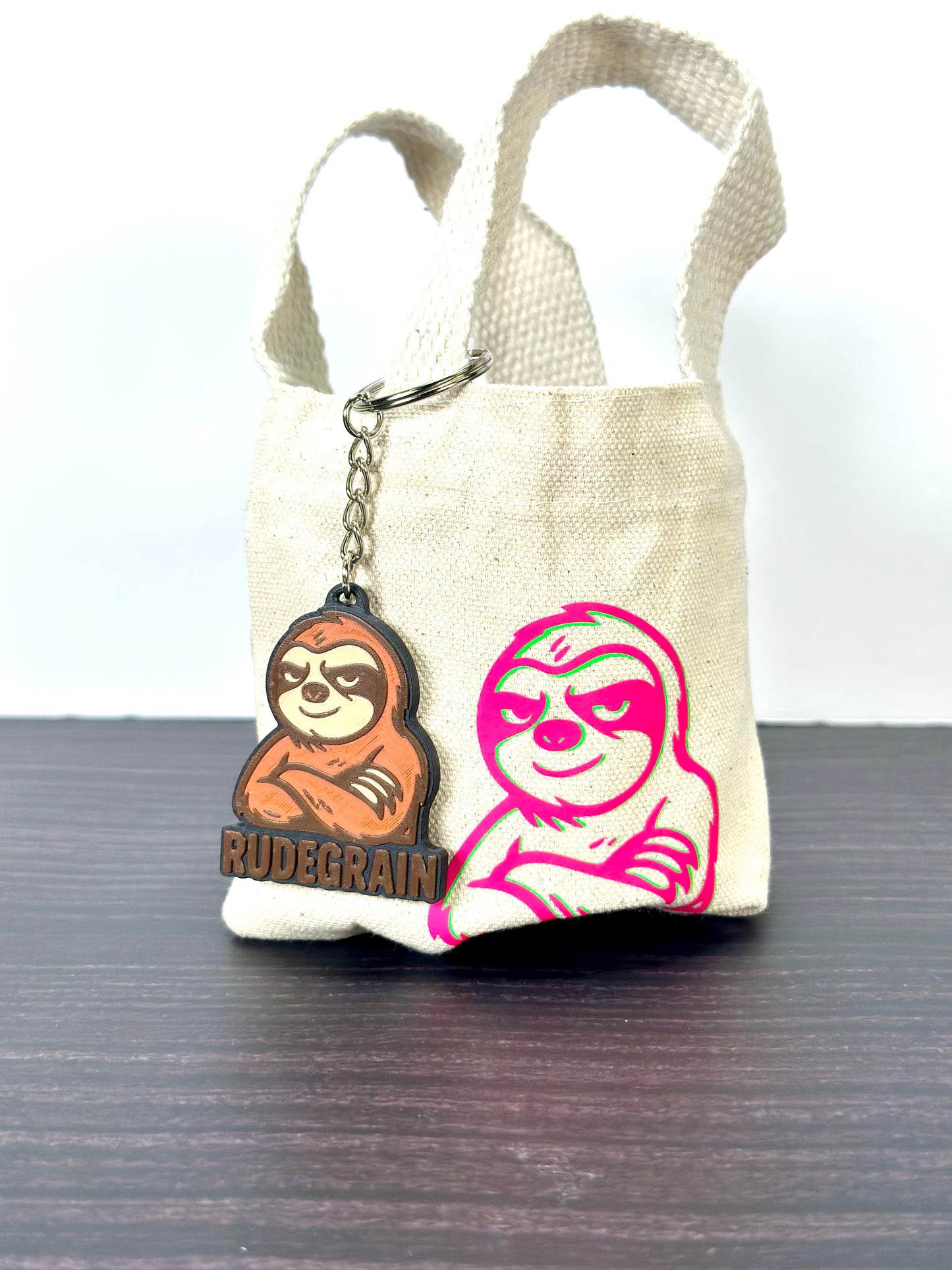 RudeGrain Sloth Logo Keychain – Limited Merch Accessory