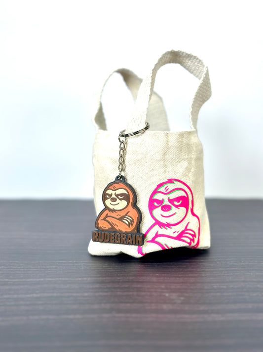 RudeGrain Sloth Logo Keychain – Limited Merch Accessory