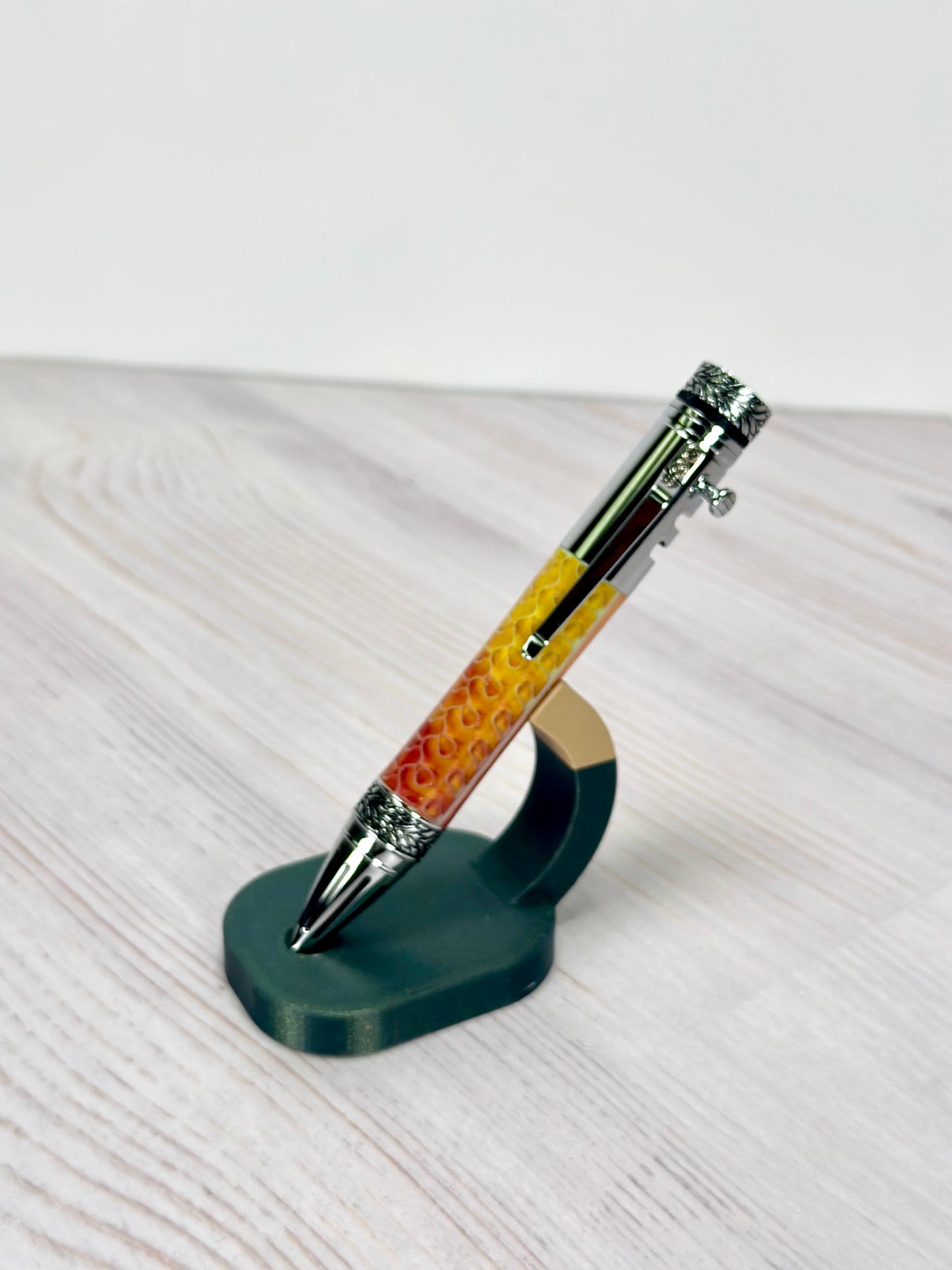 Glow-in-the-Dark Gear Shift Bolt-Action Pen with Spinning Tire Fidget