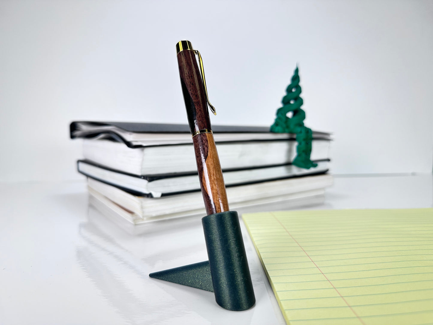 Hand-turned cherry and walnut swirl Shake Pen with gold hardware