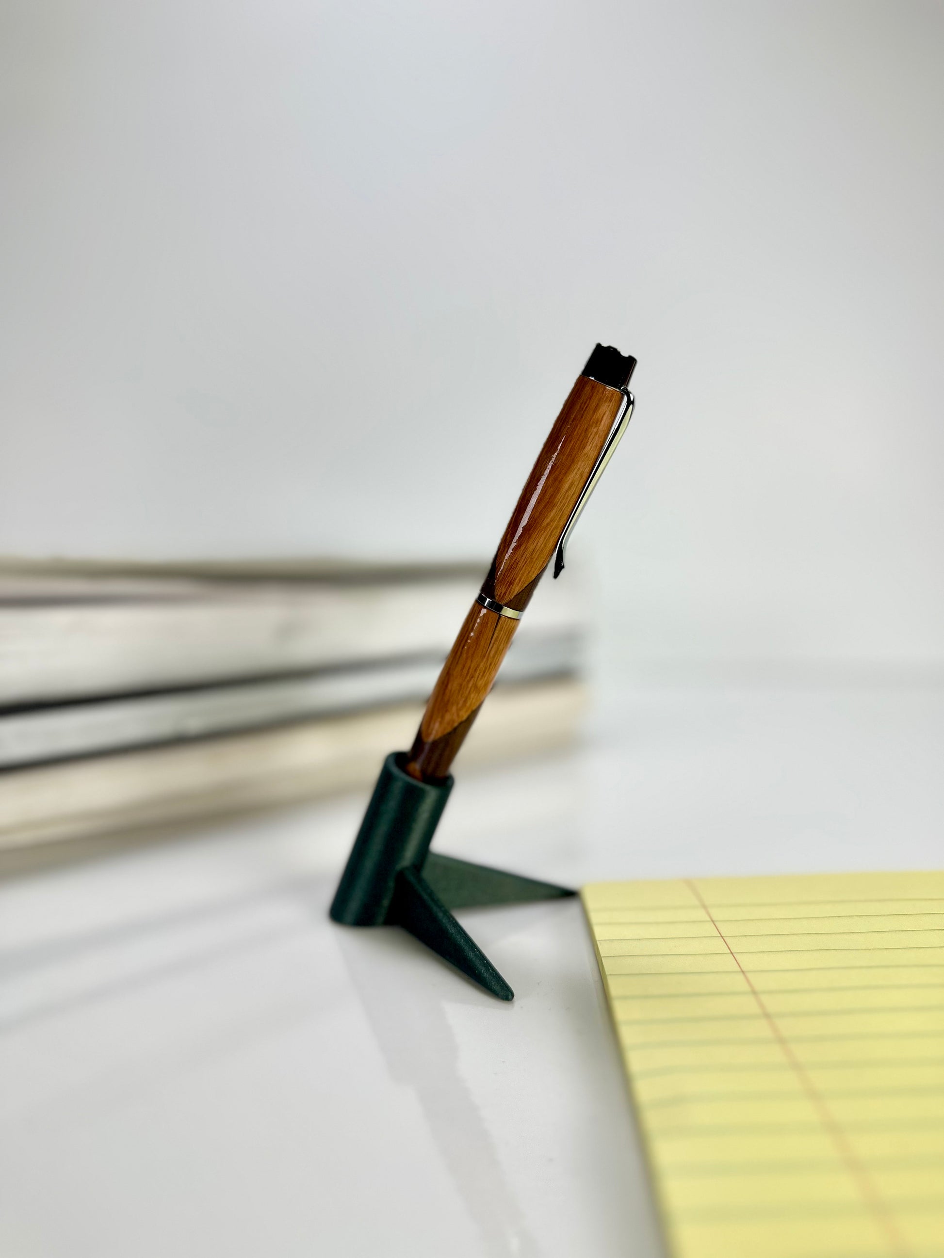 Hand-turned cherry and walnut swirl Shake Pen with gold hardware