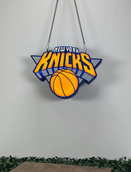 New York Knicks LED Fan Sign – Glow-in-the-Dark Basketball Decor