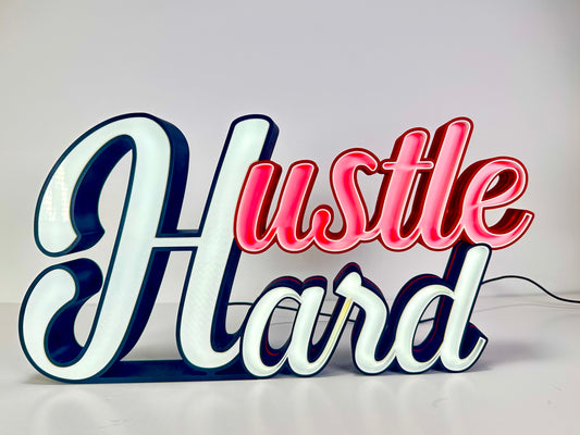 Hustle Hard LED Sign - LED Light Décor for Home and Office