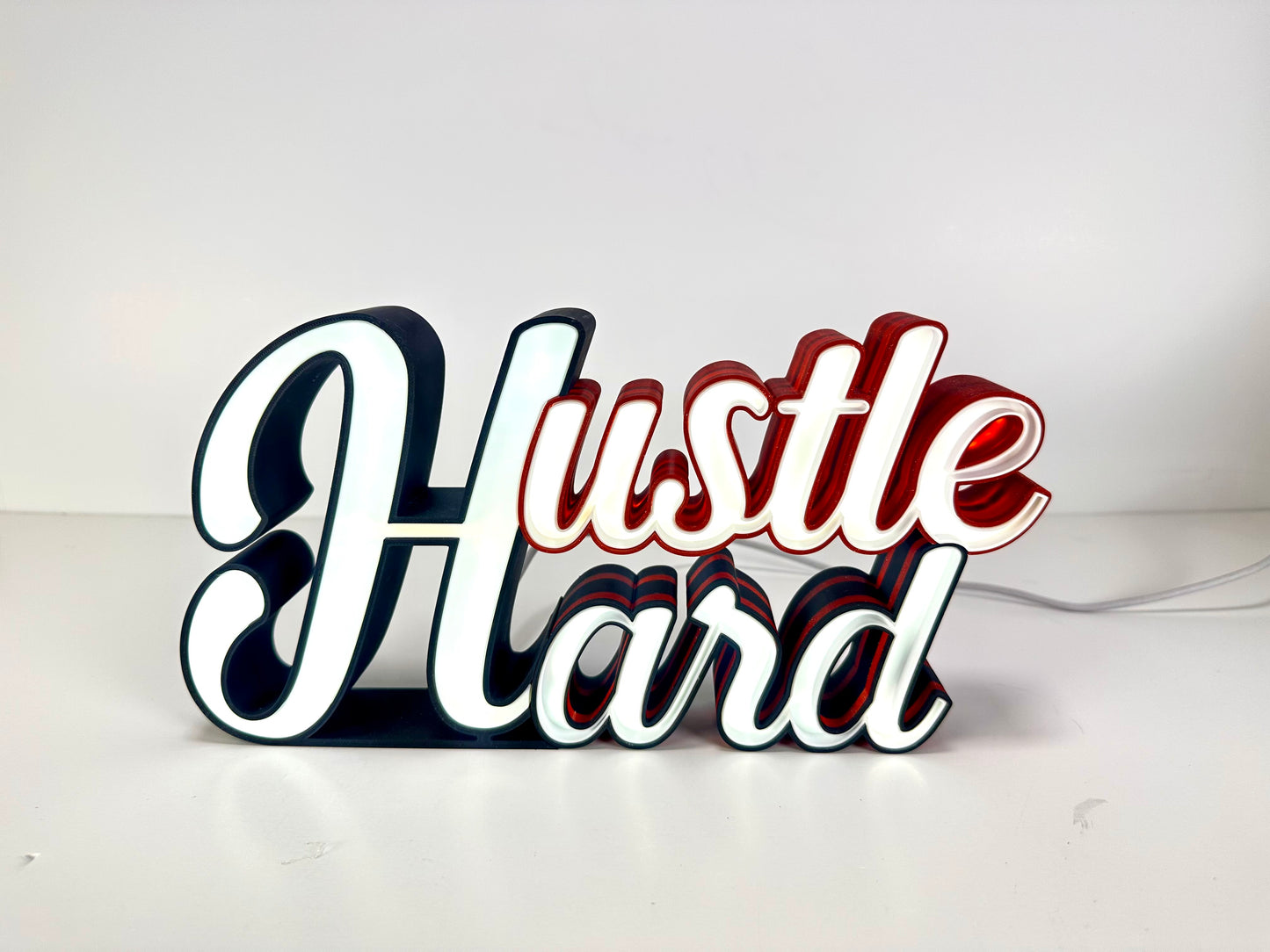 Hustle Hard LED Sign - LED Light Décor for Home and Office