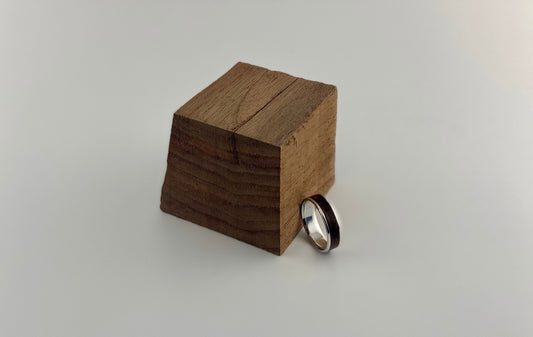 Aluminum Rose Wood Santos Ring - aluminum core - exotic wood ring - bentwood ring - Rude GrainJewelry