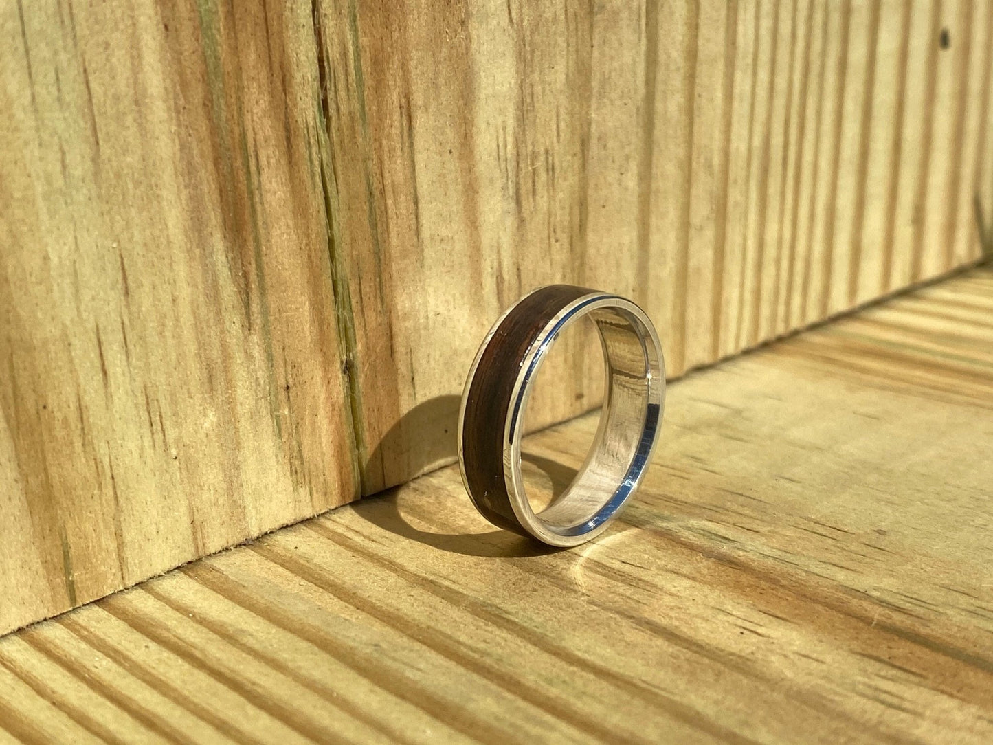 Aluminum Rose Wood Santos Ring - aluminum core - exotic wood ring - bentwood ring - Rude GrainJewelry