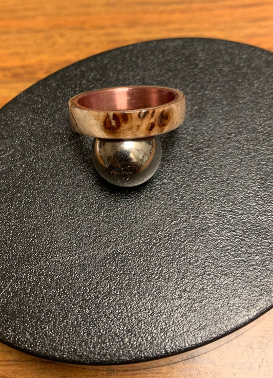 Mappa Burl Ring - copper ring core - burl copper ring - Bentwood ring - Rude Grain