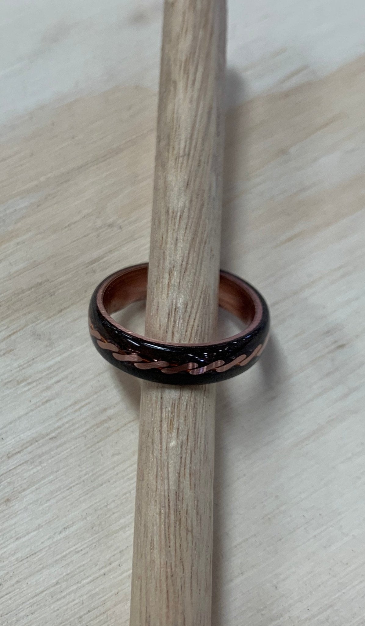 Myrtle Burl Copper Weave Ring - copper core ring - copper weave burl ring - Rude Grain