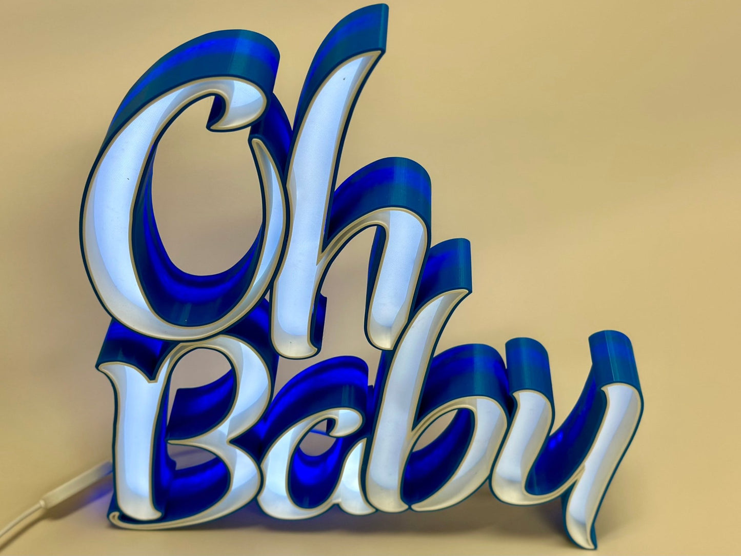 “Oh Baby” 3D Printed Led Decor - Rude Grain3d Printed led Lit Sign