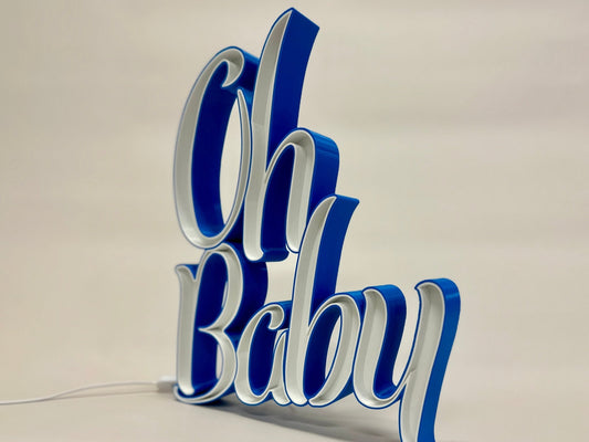 “Oh Baby” 3D Printed Led Decor - Rude Grain3d Printed led Lit Sign