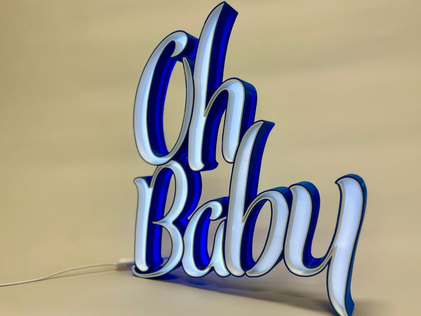 Oh Baby LED Light Sign – Whimsical Nursery and Event Decor - RudeGrain3d Printed led Lit Sign